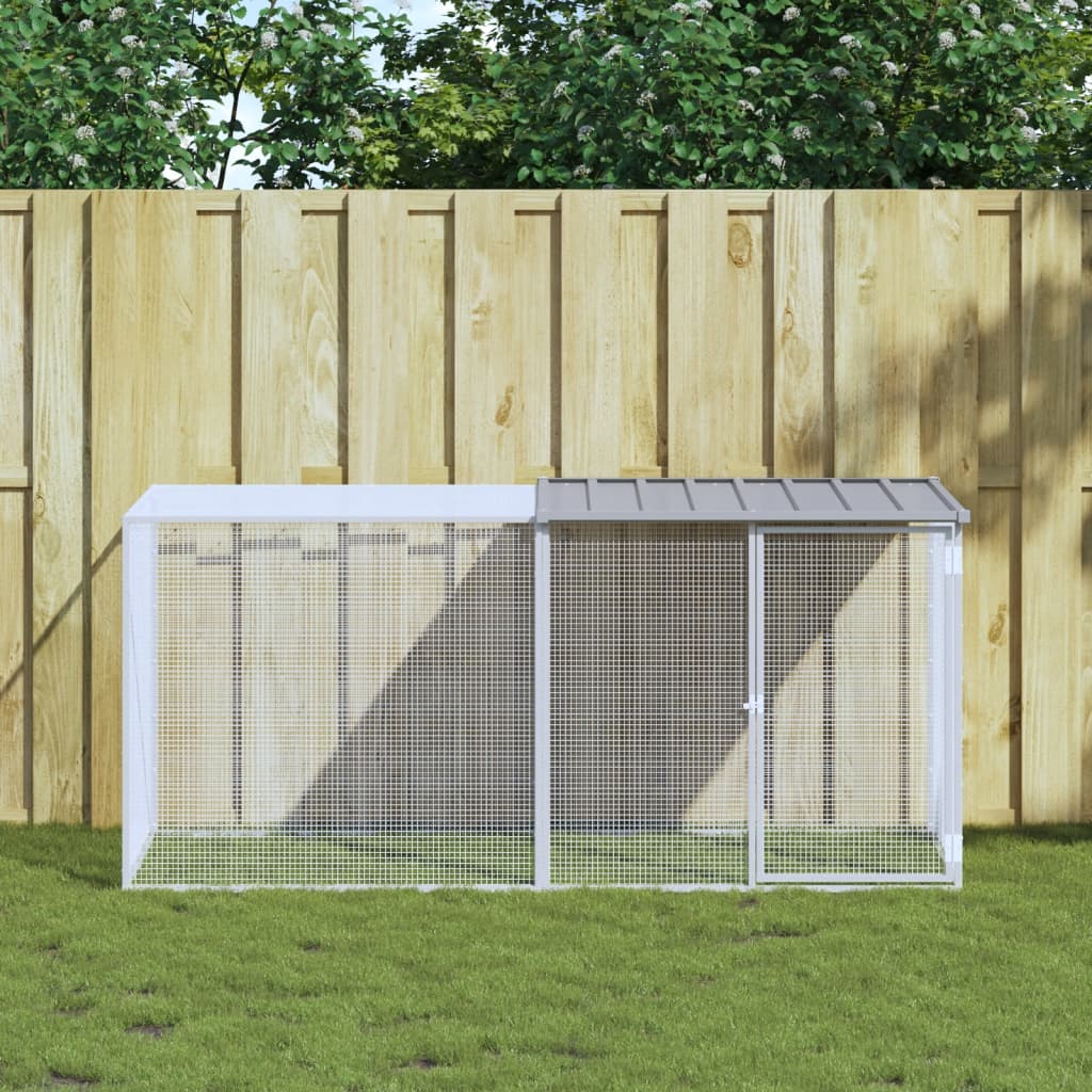 vidaXL Chicken Cage with Roof Light Gray 79.9"x38.6"x35.4" Galvanized Steel