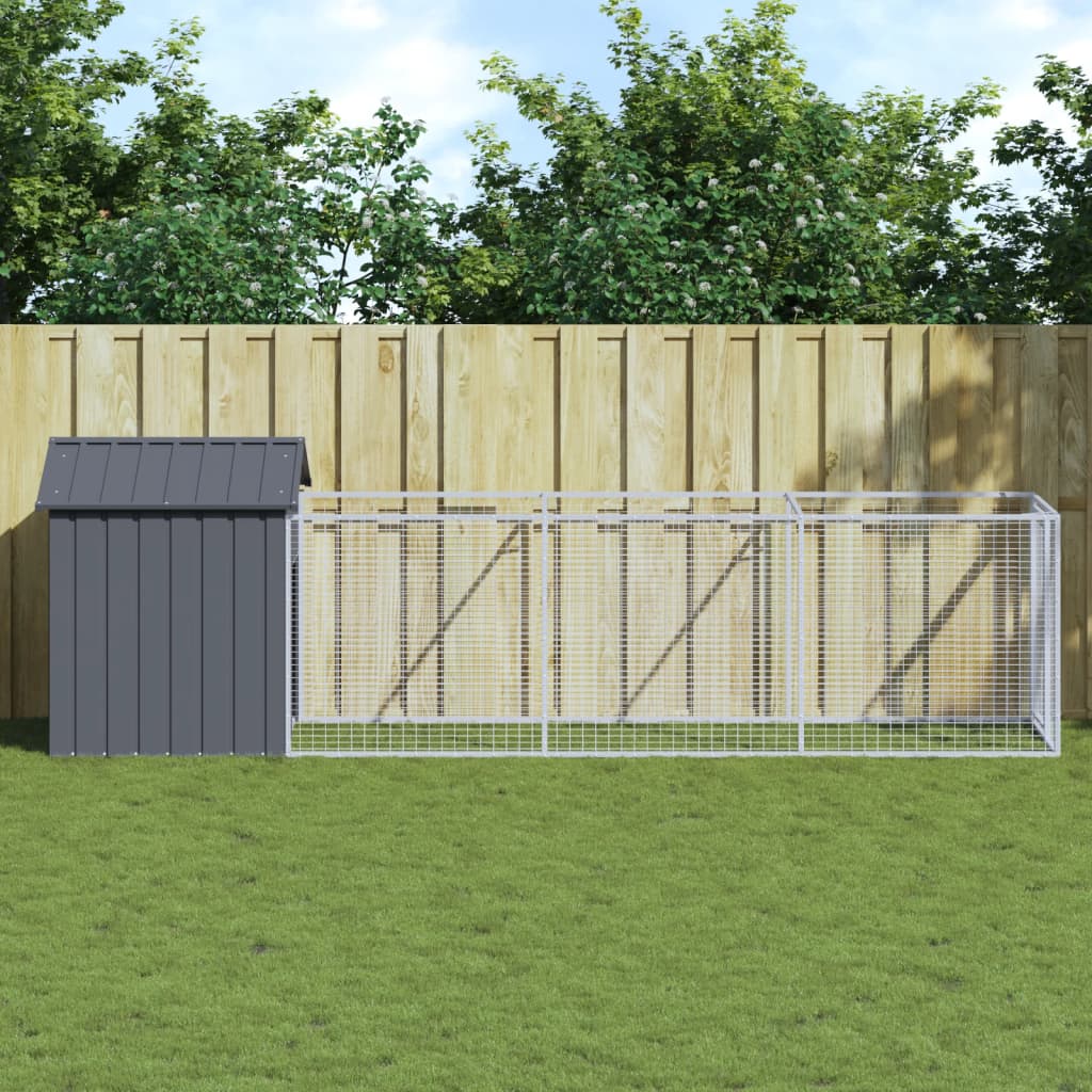 vidaXL Dog House with Roof Anthracite 46.1"x159.4"x48.4" Galvanized Steel