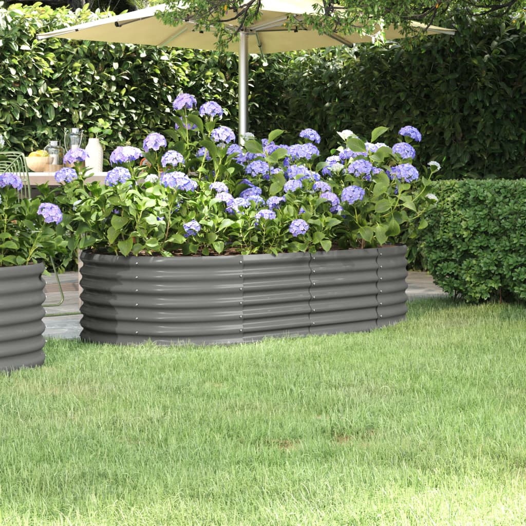 vidaXL Garden Raised Bed Powder-coated Steel 59.8"x31.5"x14.2" Gray