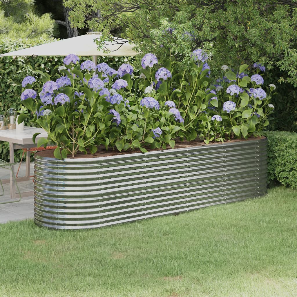 vidaXL Garden Raised Bed Powder-coated Steel 116.5"x31.5"x26.8" Silver