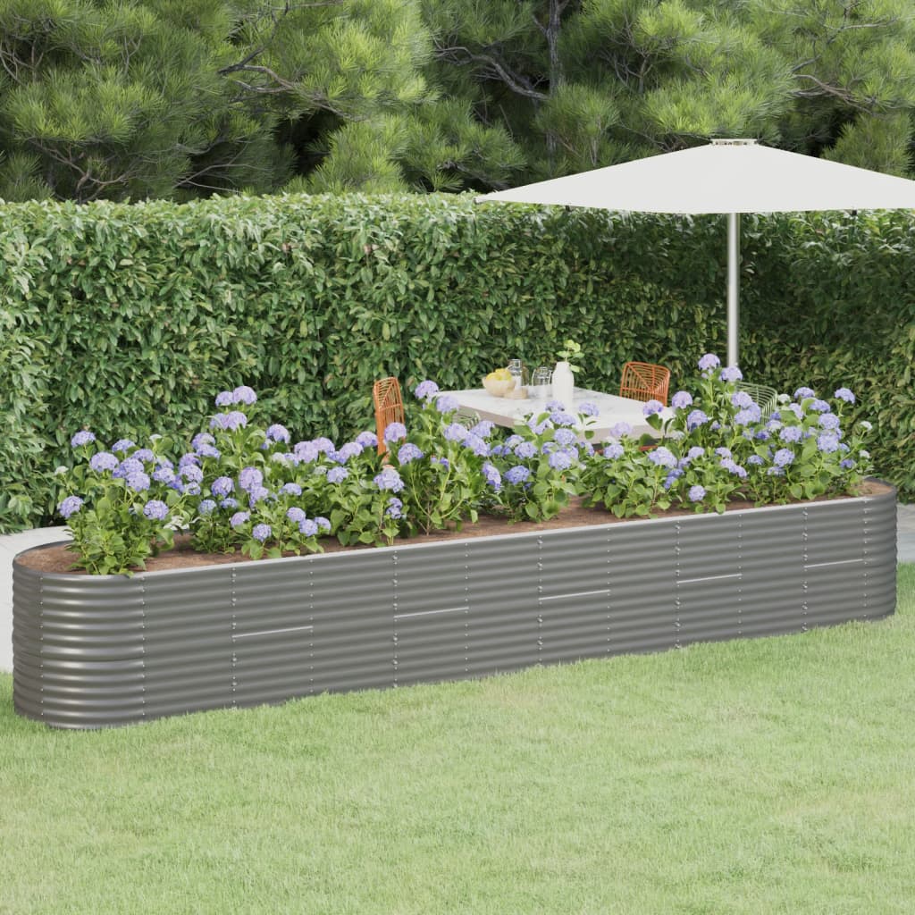 vidaXL Garden Raised Bed Powder-coated Steel 173.2"x31.5"x26.8" Gray