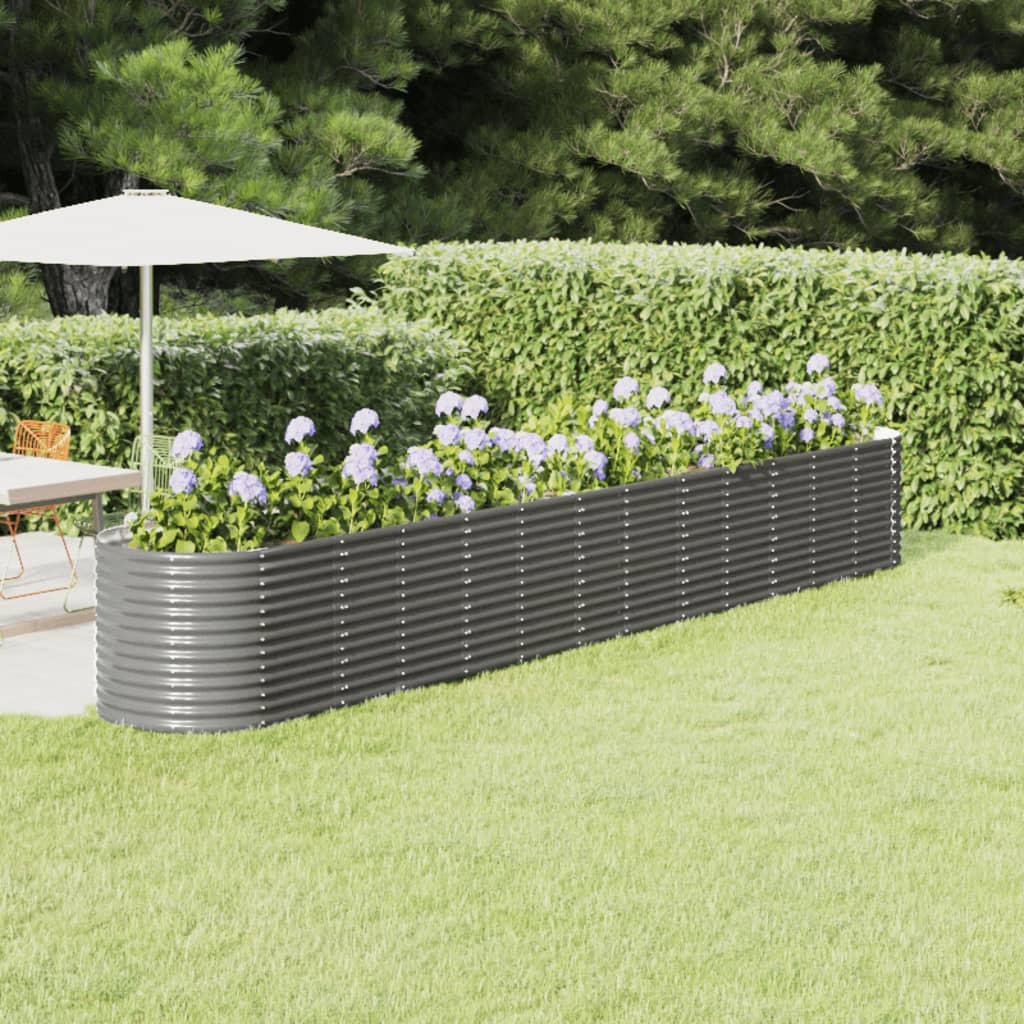 vidaXL Patio Raised Bed Powder-coated Steel 201.6"x31.5"x26.8" Gray