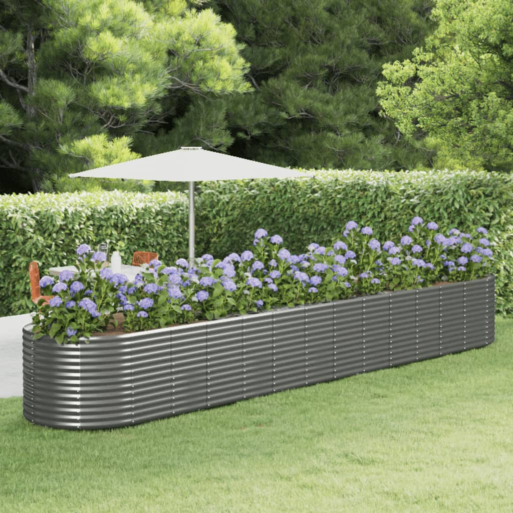 vidaXL Garden Raised Bed Gray 218.1"x39.4"x26.8" Powder-coated Steel