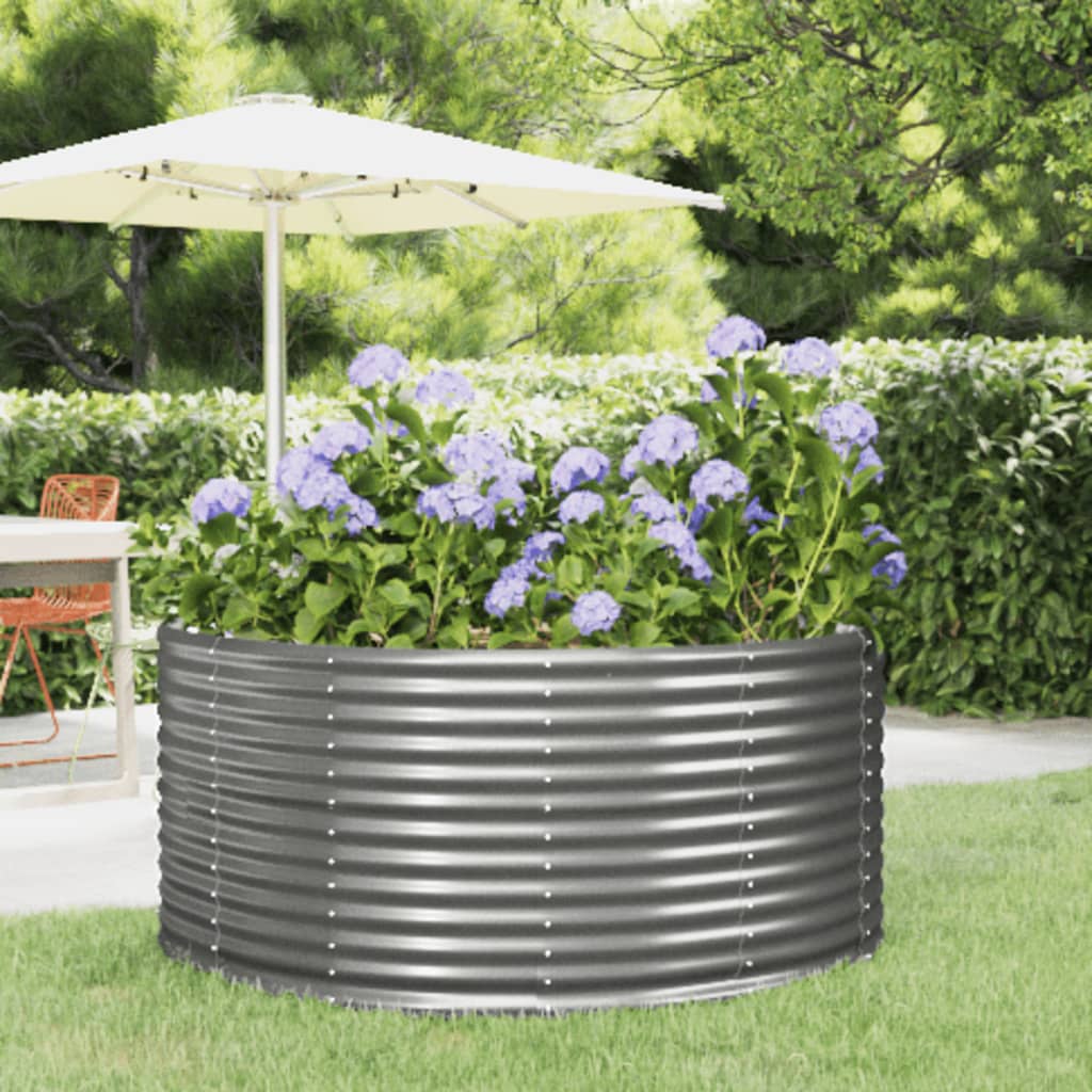 vidaXL Garden Raised Bed Gray 55.1"x55.1"x26.8" Powder-coated Steel