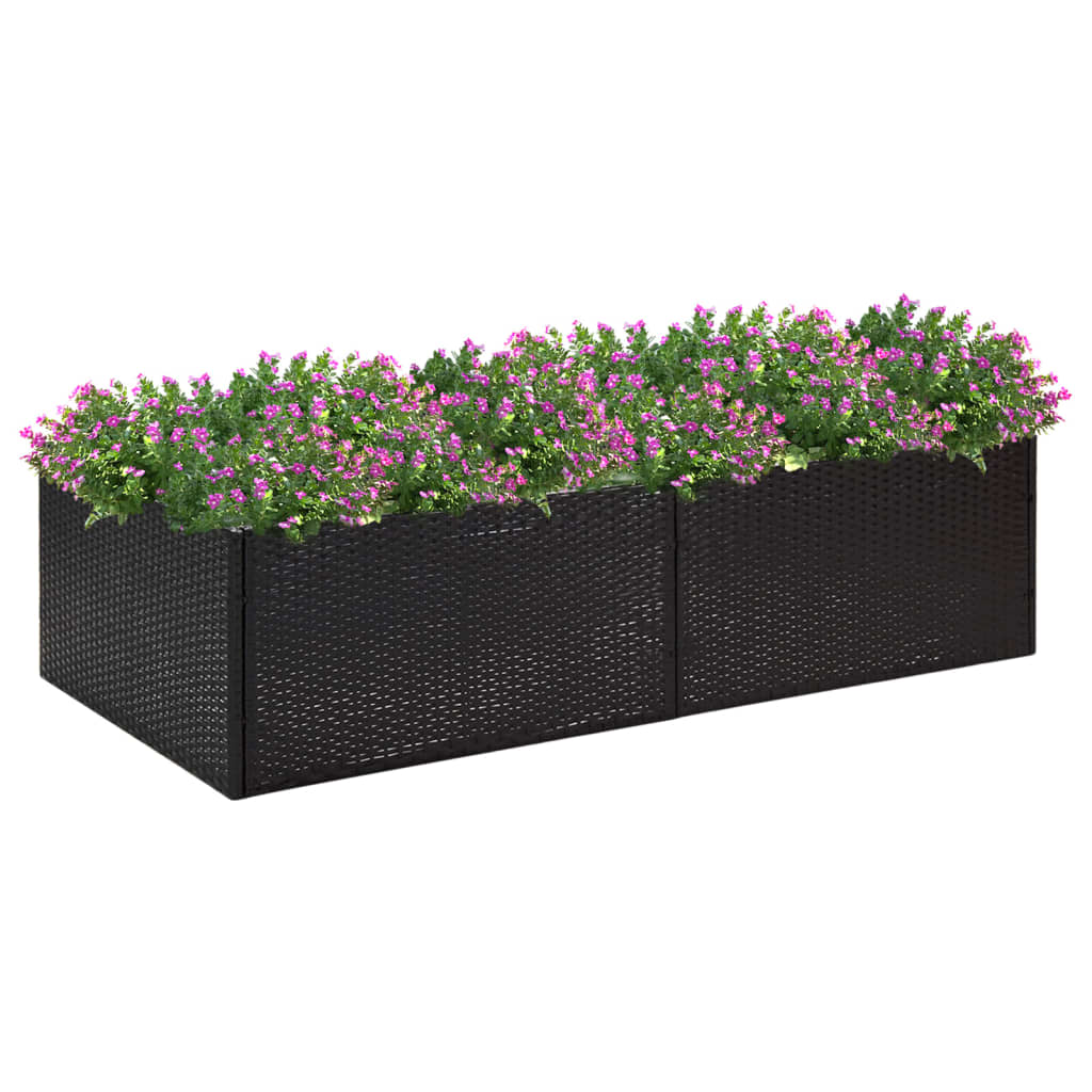 vidaXL Garden Planter Black 61.8"x31.5"x15.7" Poly Rattan