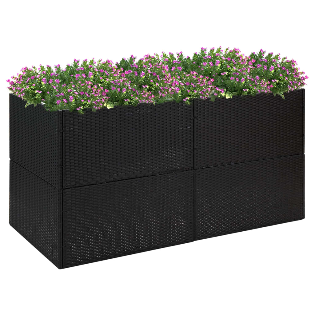 vidaXL Garden Planter Black 61.8"x31.5"x31.5" Poly Rattan