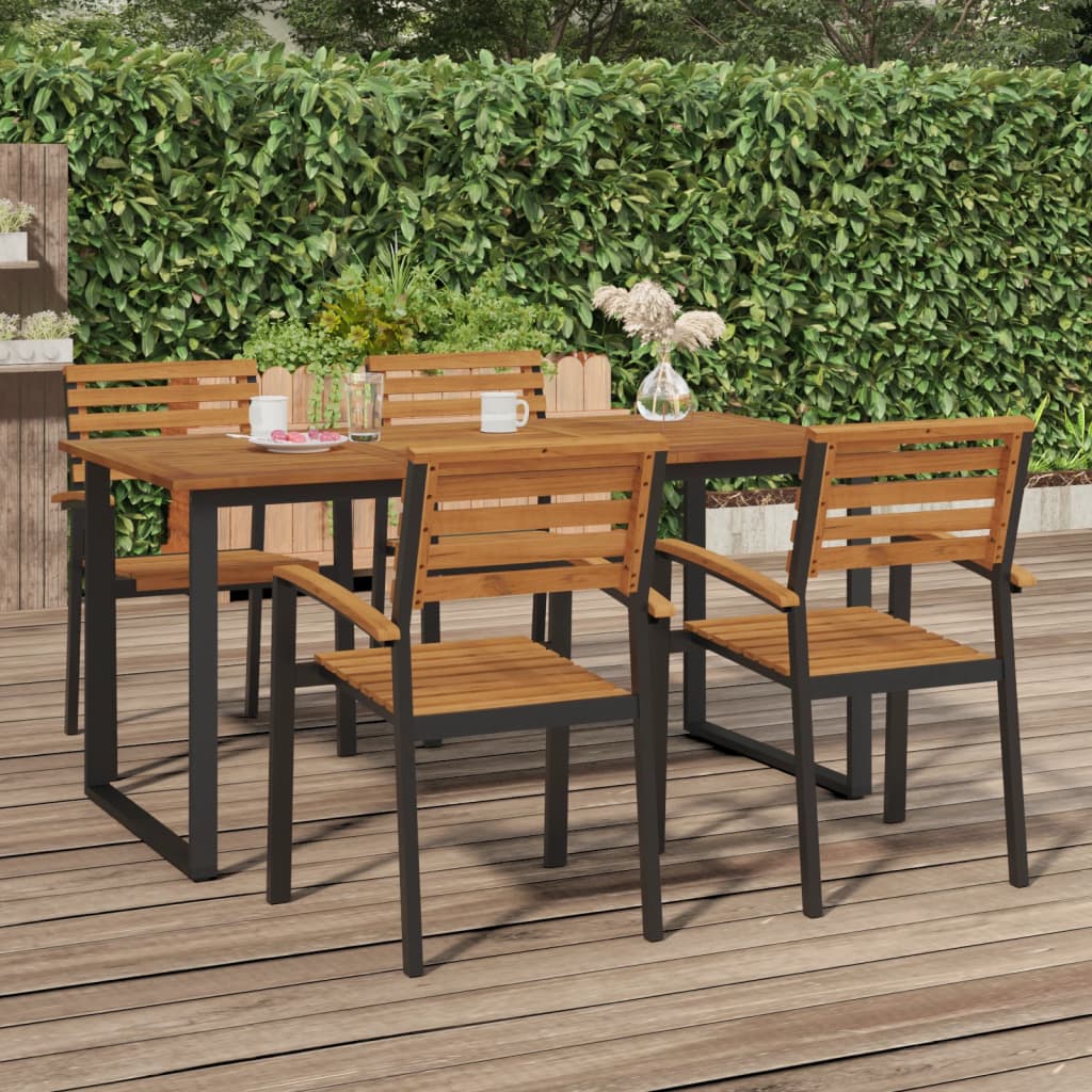 vidaXL Patio Table with U-shaped Legs 63"x31.5"x29.5" Solid Wood Acacia