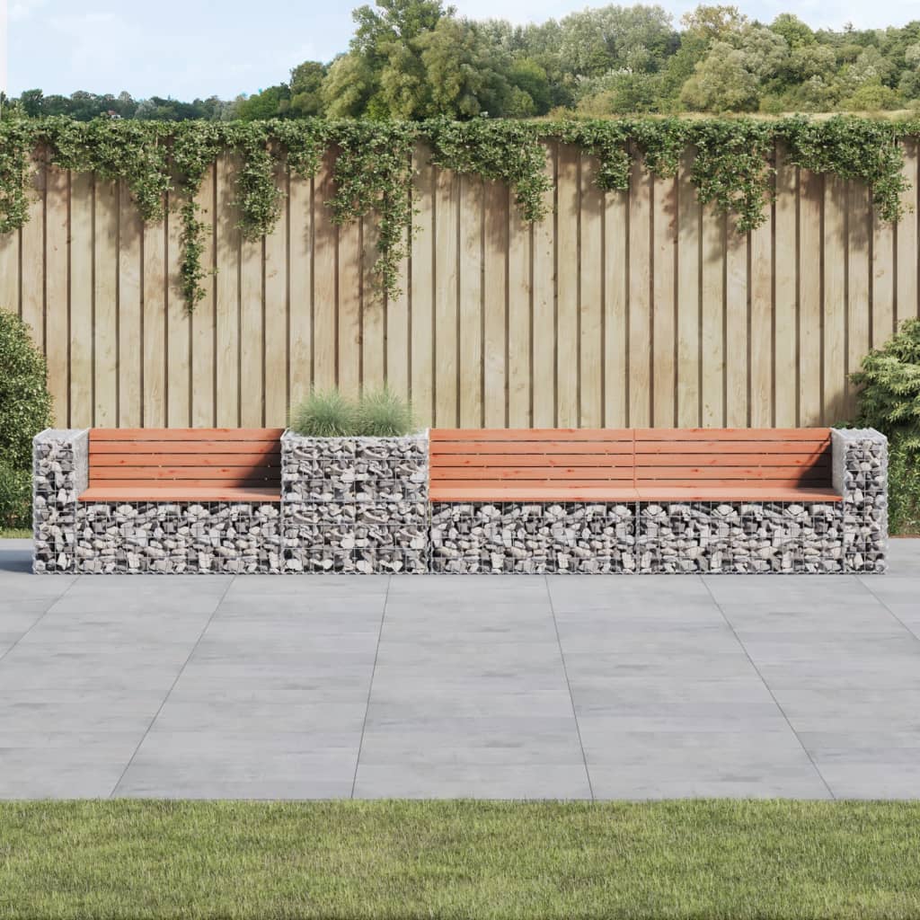 vidaXL Patio Bench with Gabion Basket Solid Wood Douglas