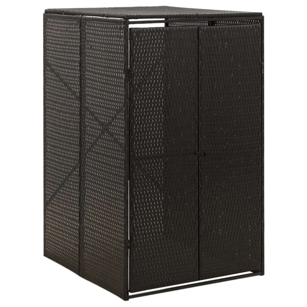 vidaXL Single Wheelie Bin Shed Black 27.6"x31.5"x46.1" Poly Rattan