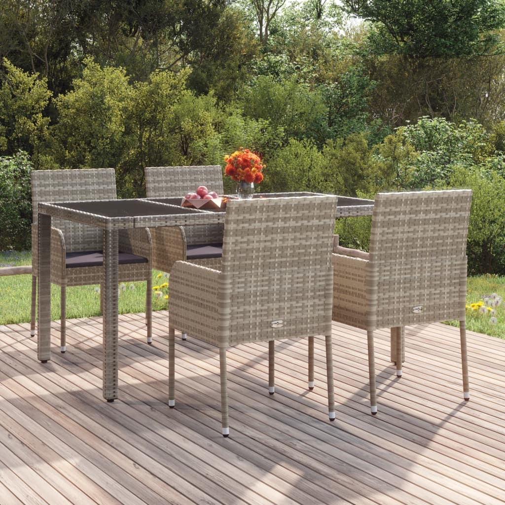 vidaXL Patio Chairs with Cushions 4 pcs Poly Rattan Gray