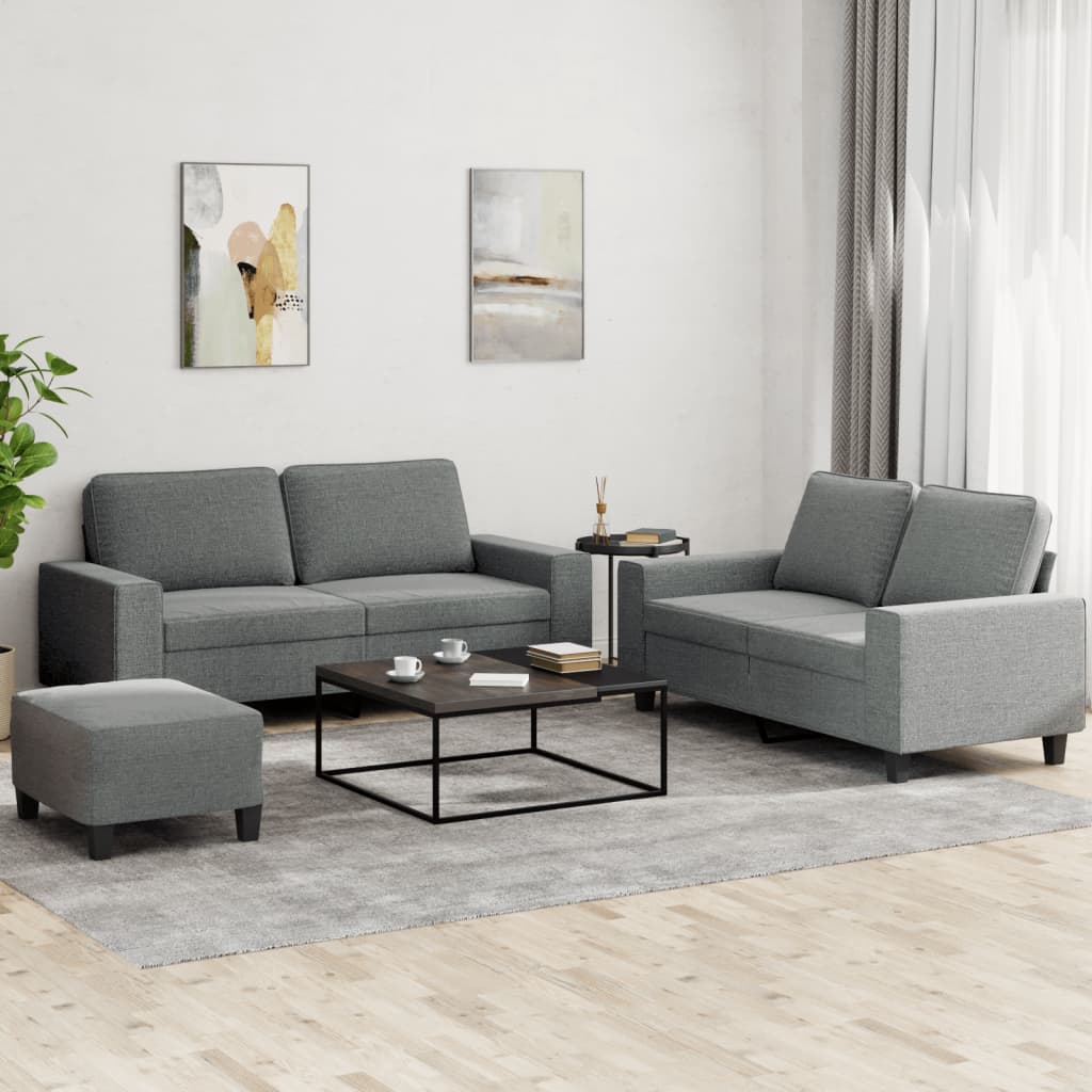 vidaXL 3 Piece Sofa Set Dark Gray Fabric