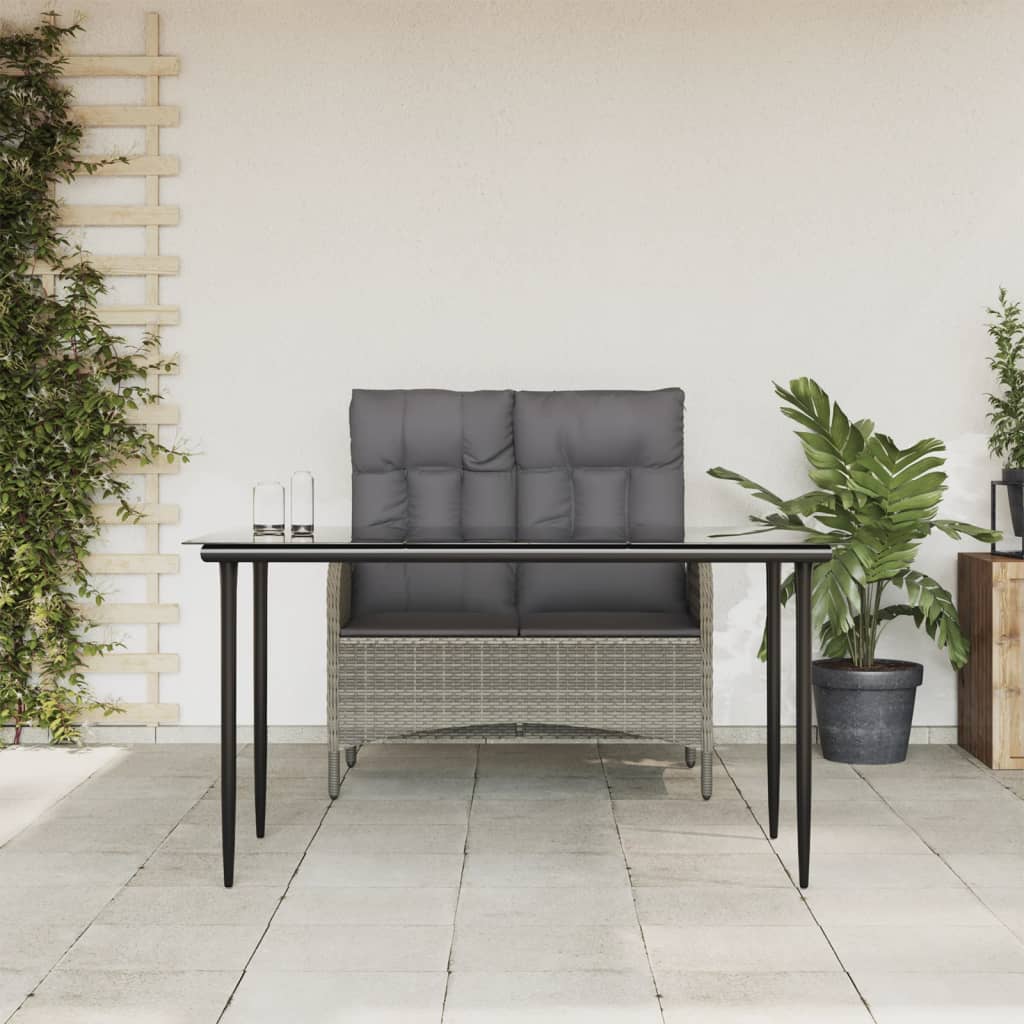 vidaXL 2 Piece Patio Dining Set with Cushions Gray Poly Rattan