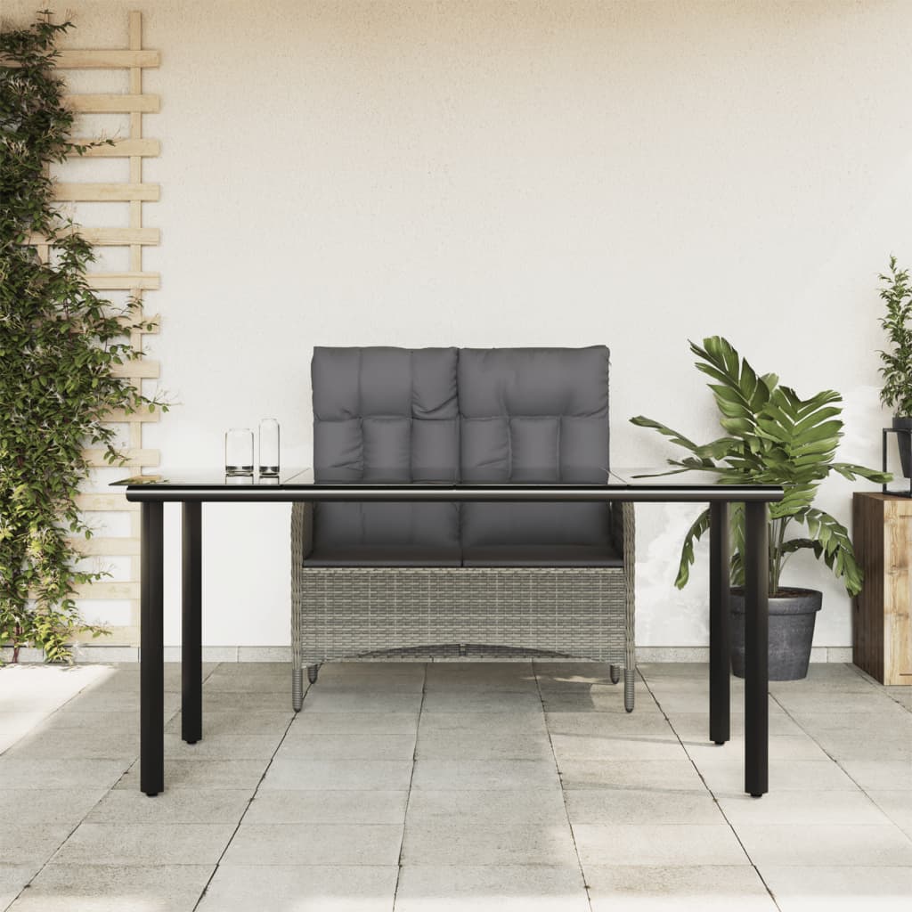 vidaXL 2 Piece Patio Dining Set with Cushions Gray Poly Rattan