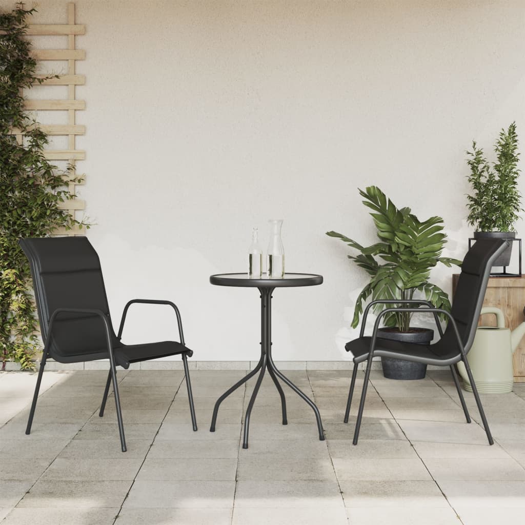 vidaXL 3 Piece Patio Dining Set Black Steel