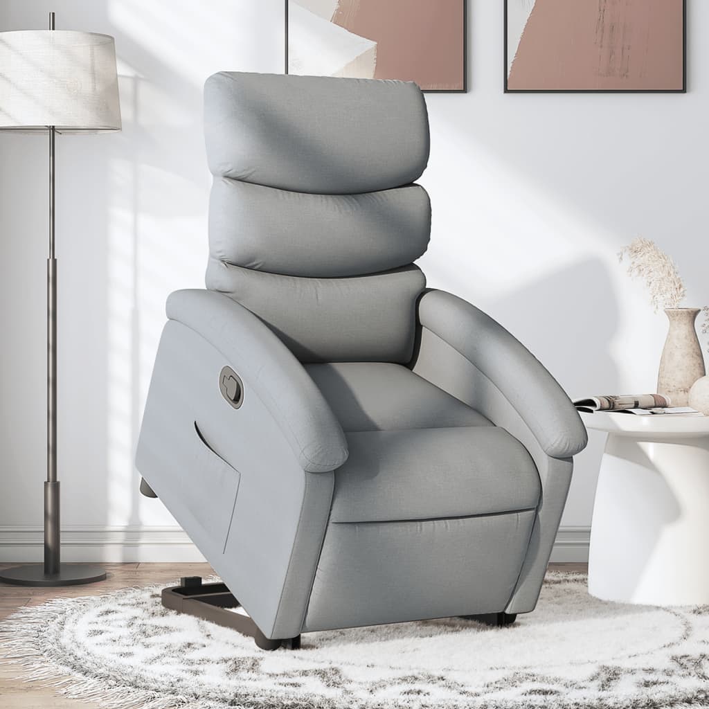 vidaXL Stand up Recliner Chair Light Gray Fabric
