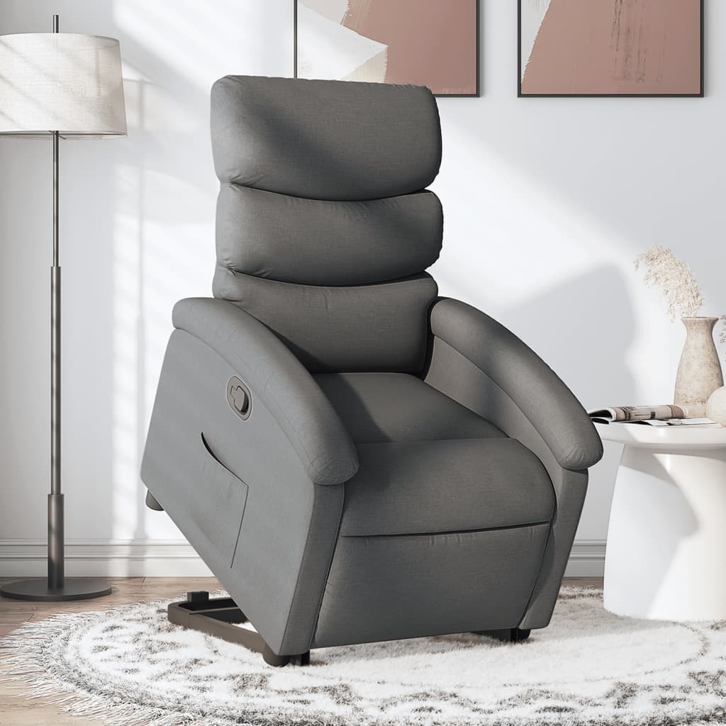 vidaXL Stand up Recliner Chair Dark Gray Fabric