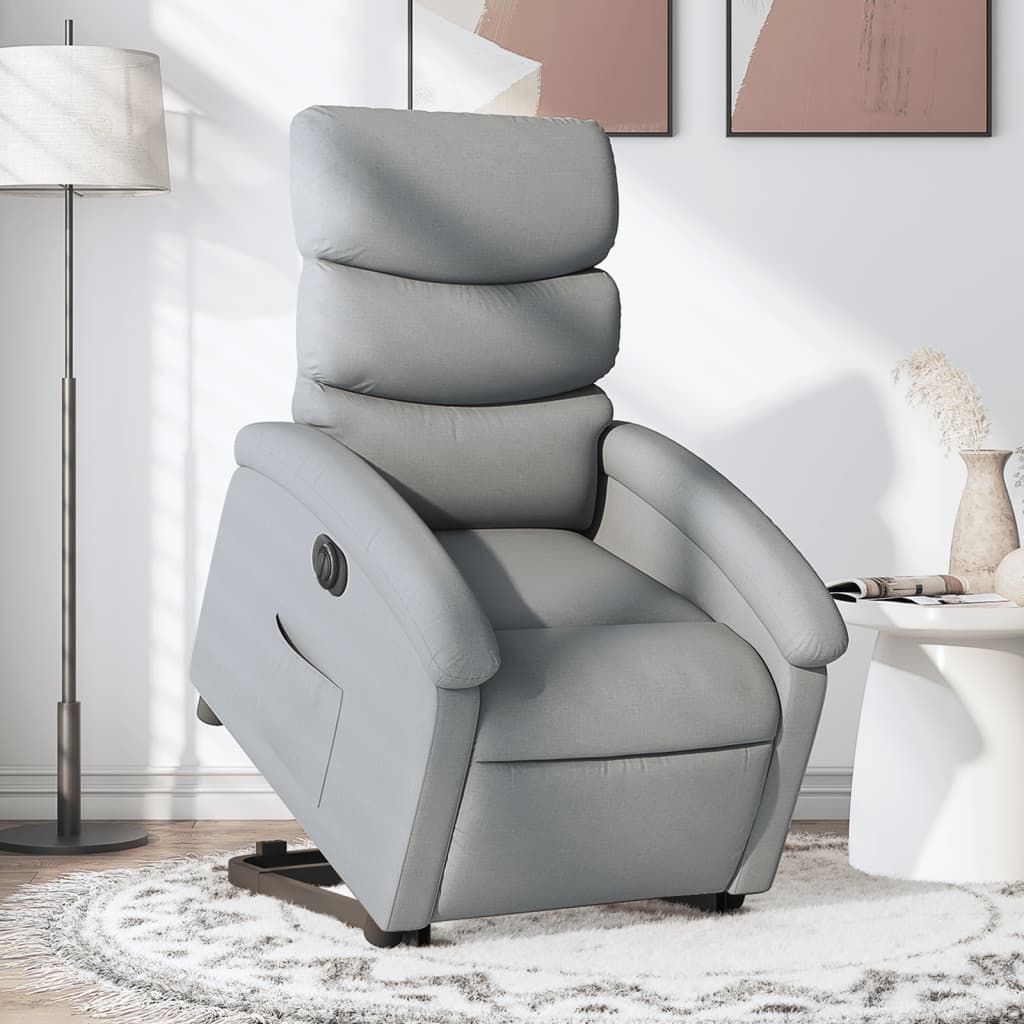vidaXL Electric Stand up Recliner Chair Light Gray Fabric