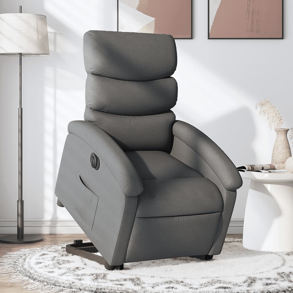 vidaXL Electric Stand up Recliner Chair Dark Gray Fabric