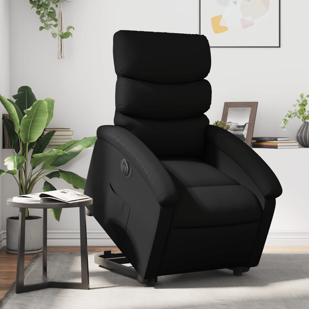 vidaXL Electric Stand up Recliner Chair Black Faux Leather