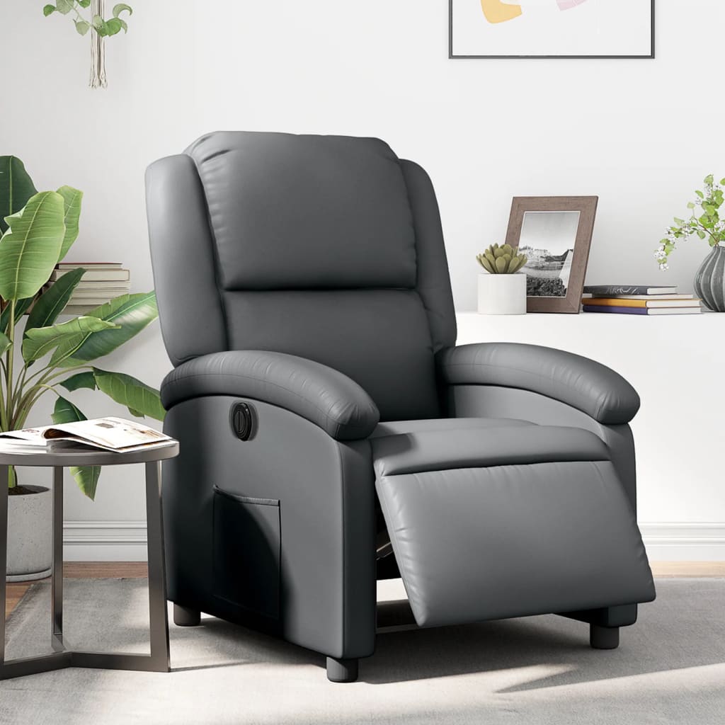 vidaXL Electric Recliner Chair Gray Faux Leather