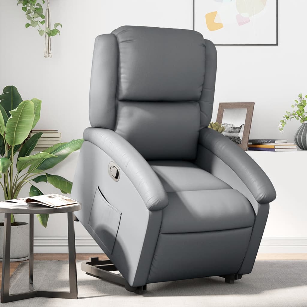 vidaXL Stand up Recliner Chair Gray Faux Leather