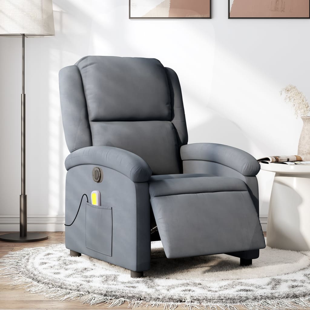 vidaXL Electric Massage Recliner Chair Dark Gray Velvet