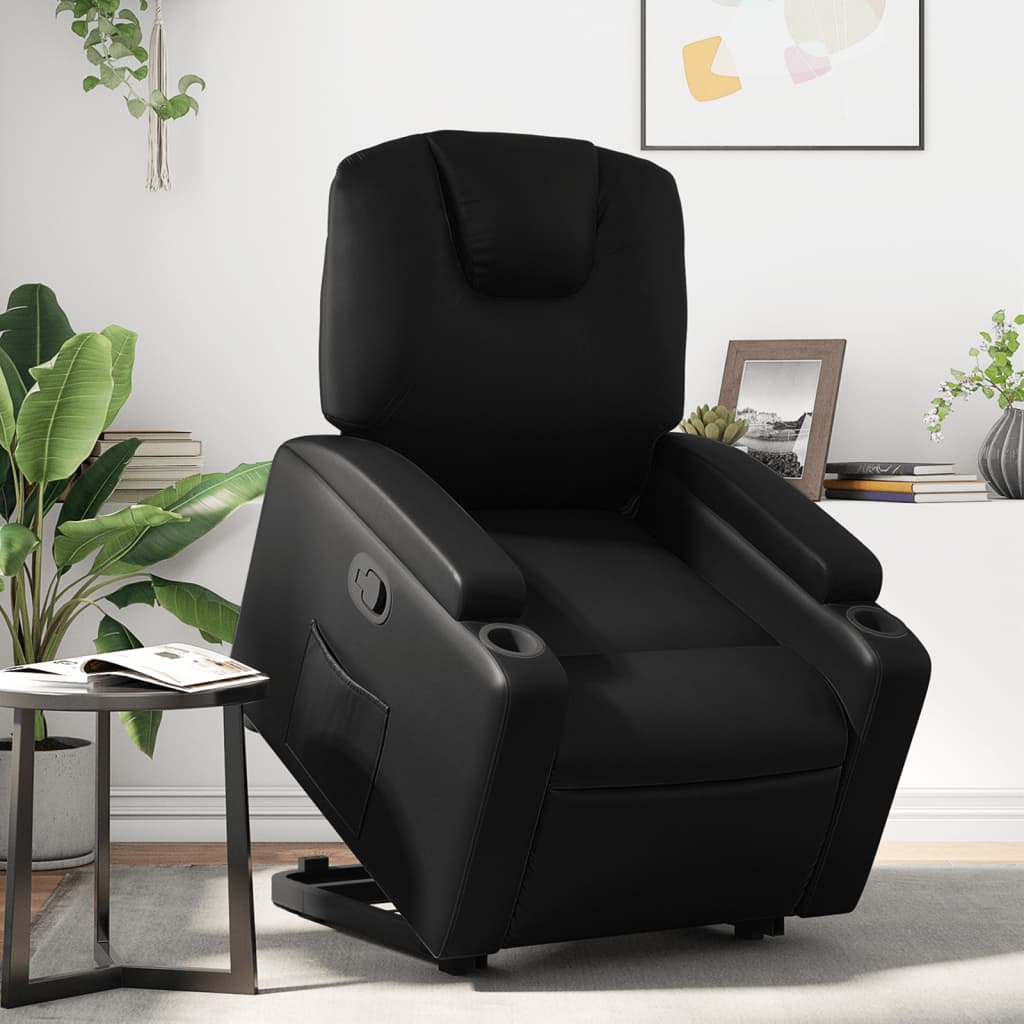 vidaXL Stand up Recliner Chair Black Faux Leather