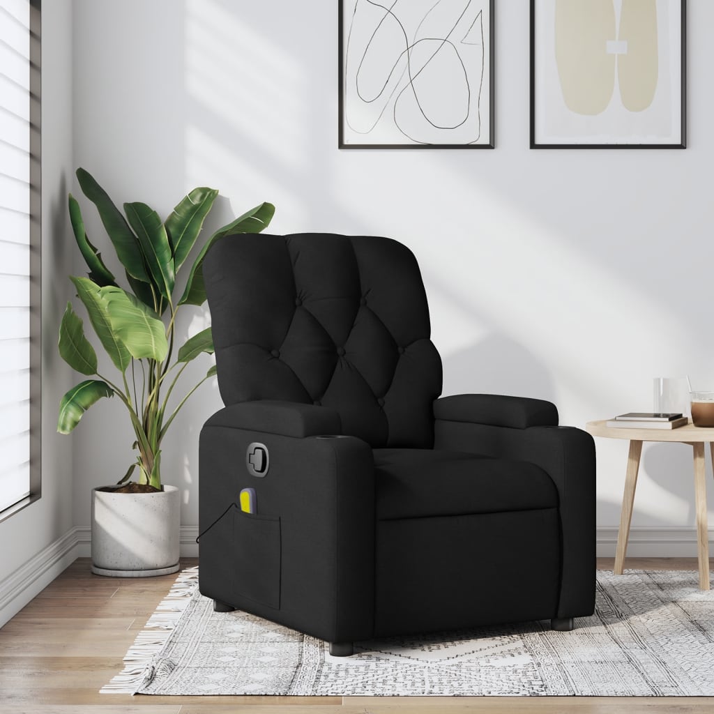 vidaXL Massage Recliner Chair Black Fabric