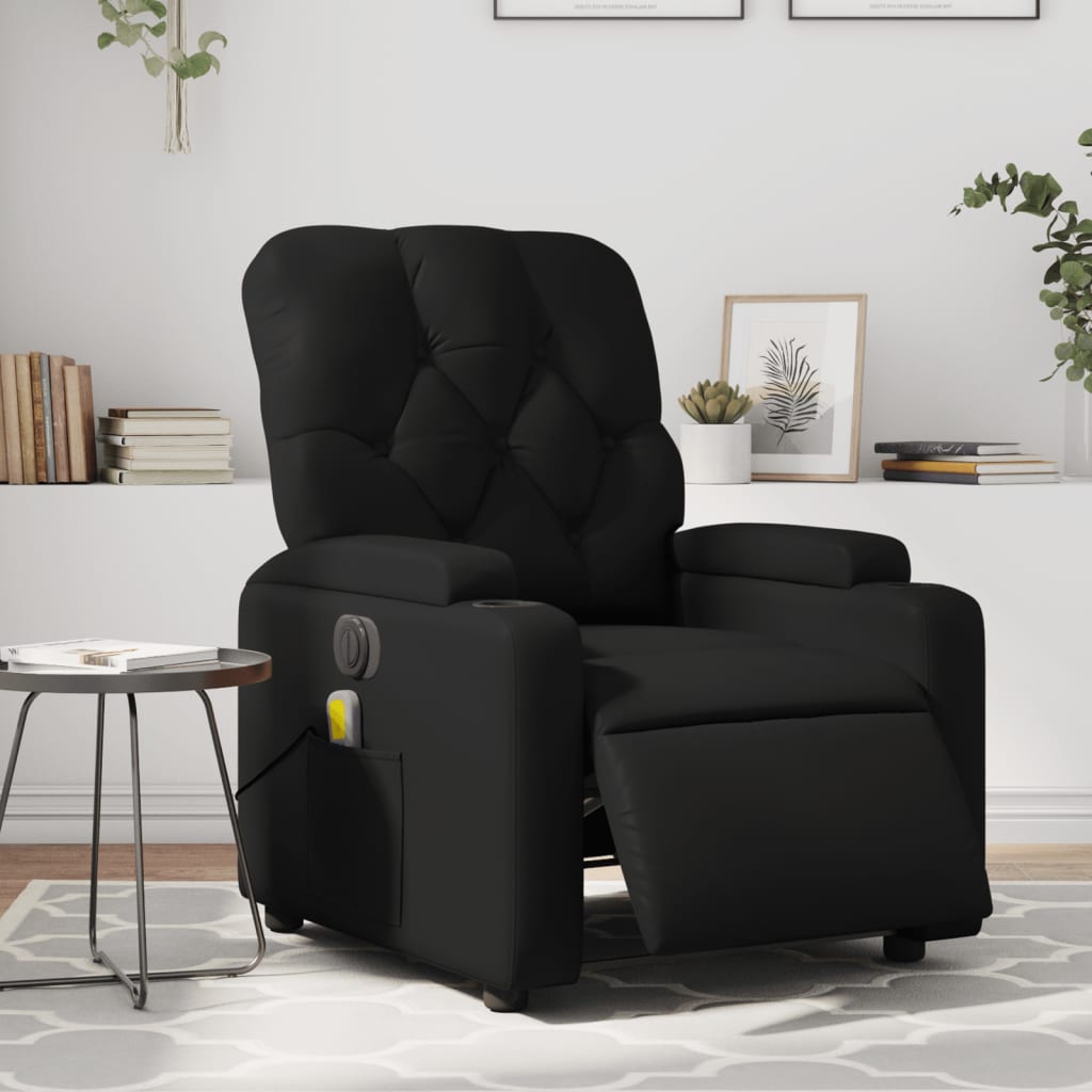 vidaXL Electric Massage Recliner Chair Black Faux Leather