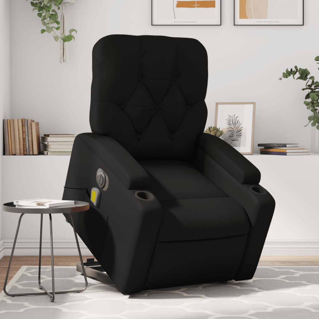 vidaXL Electric Stand up Massage Recliner Chair Black Faux Leather