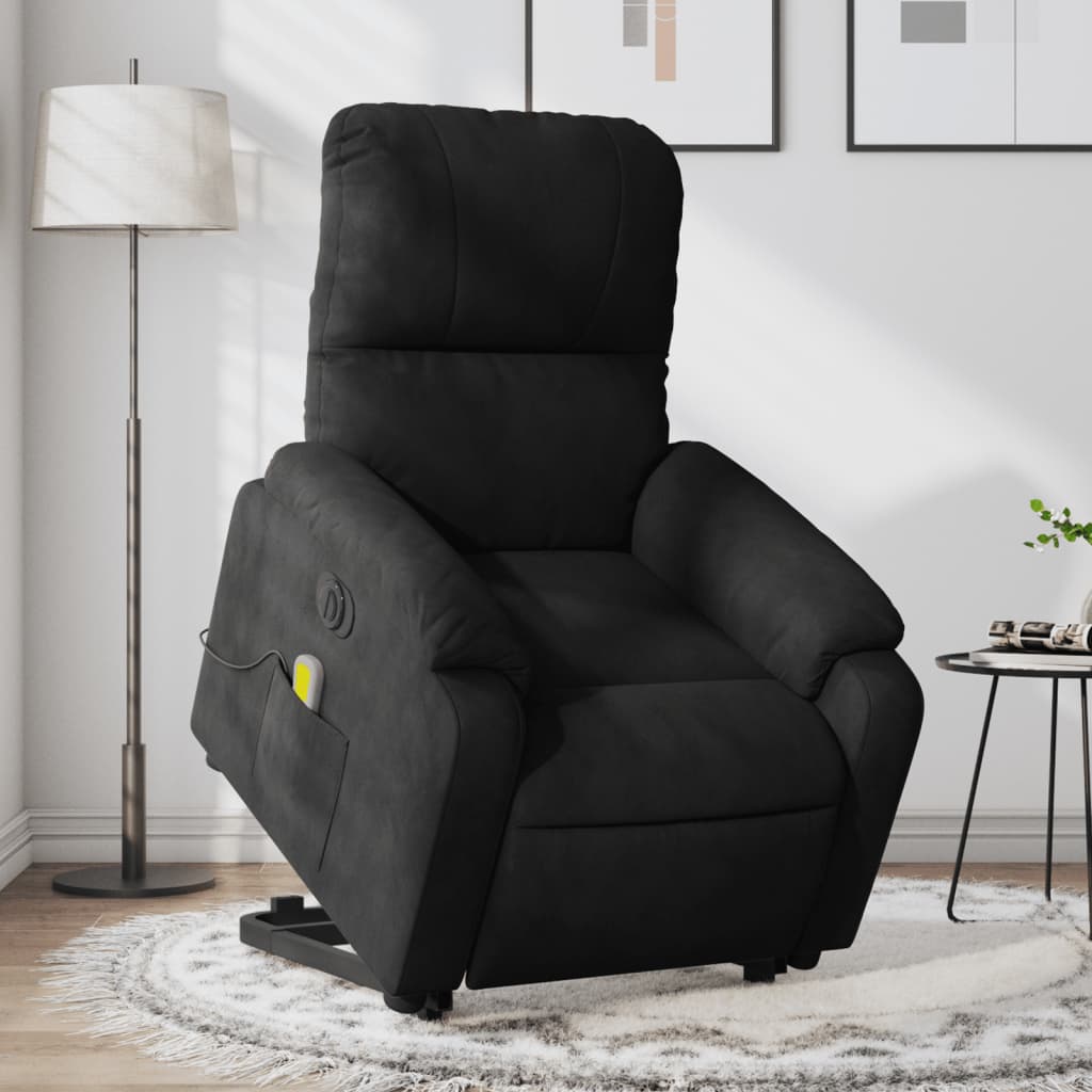 vidaXL Electric Stand up Massage Recliner Chair Black Microfiber Fabric