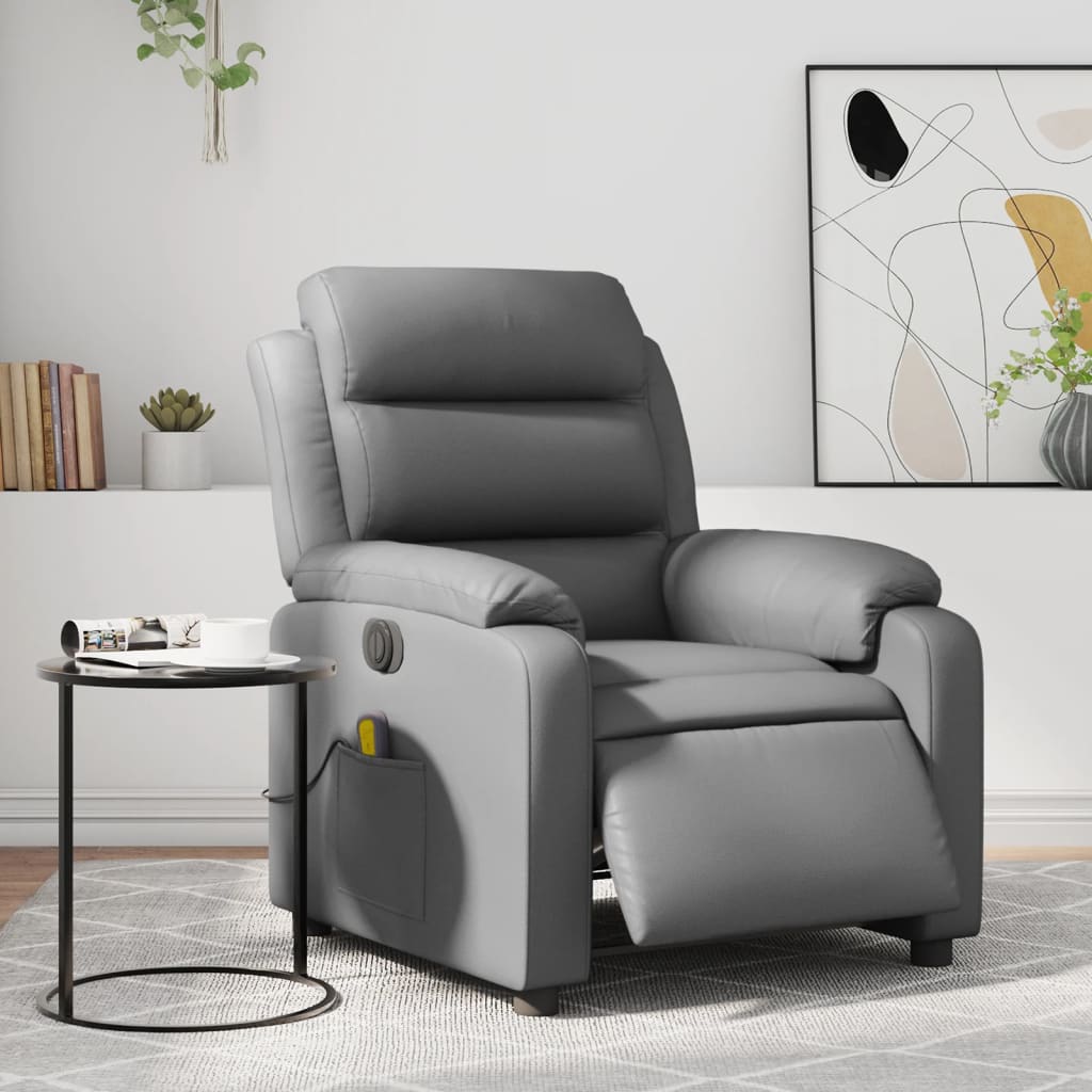 vidaXL Electric Massage Recliner Chair Gray Faux Leather