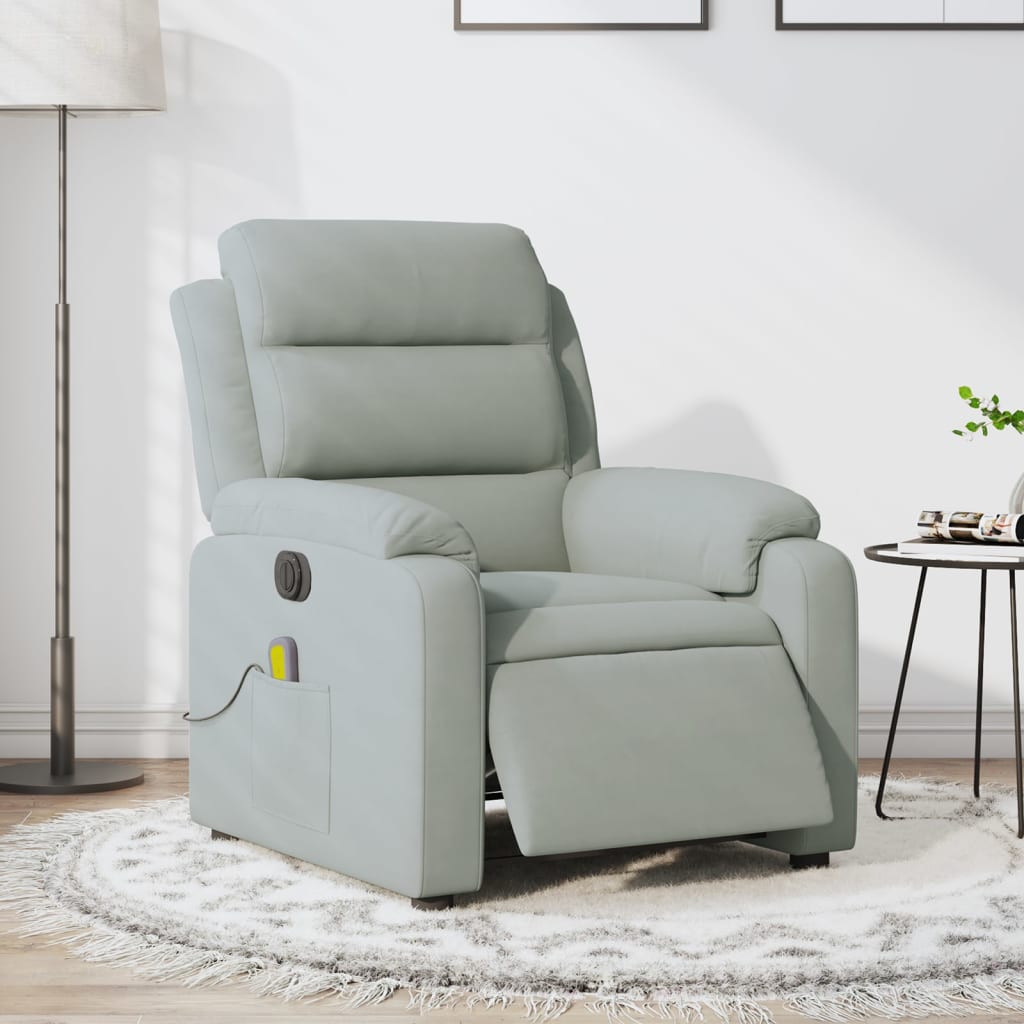 vidaXL Electric Massage Recliner Chair Light Gray Velvet