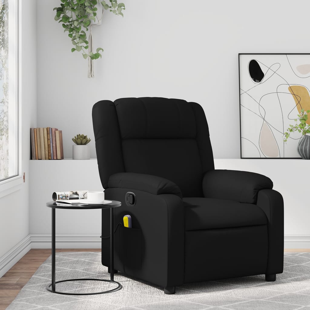 vidaXL Massage Recliner Chair Black Faux Leather