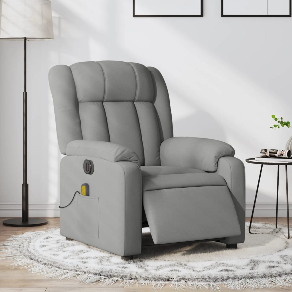 vidaXL Electric Massage Recliner Chair Light Gray Fabric