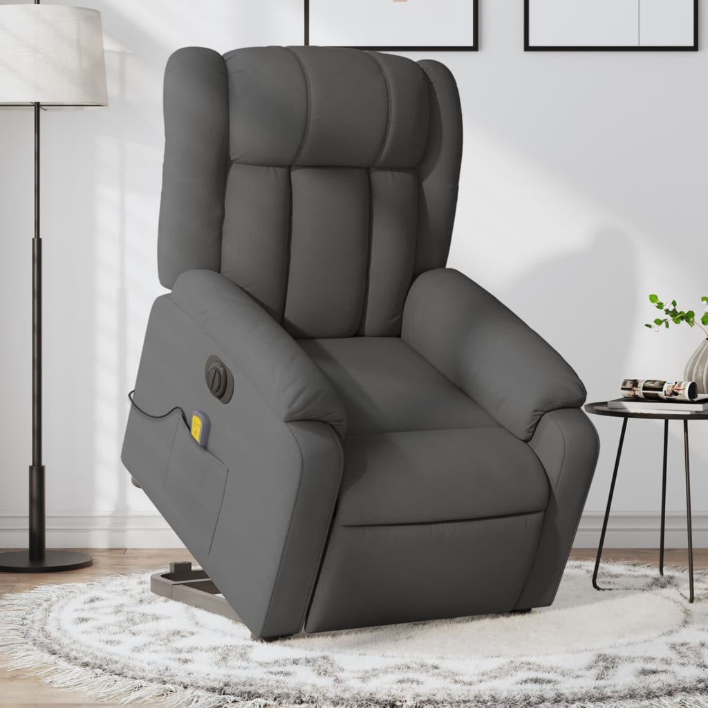 vidaXL Electric Stand up Massage Recliner Chair Dark Gray Fabric