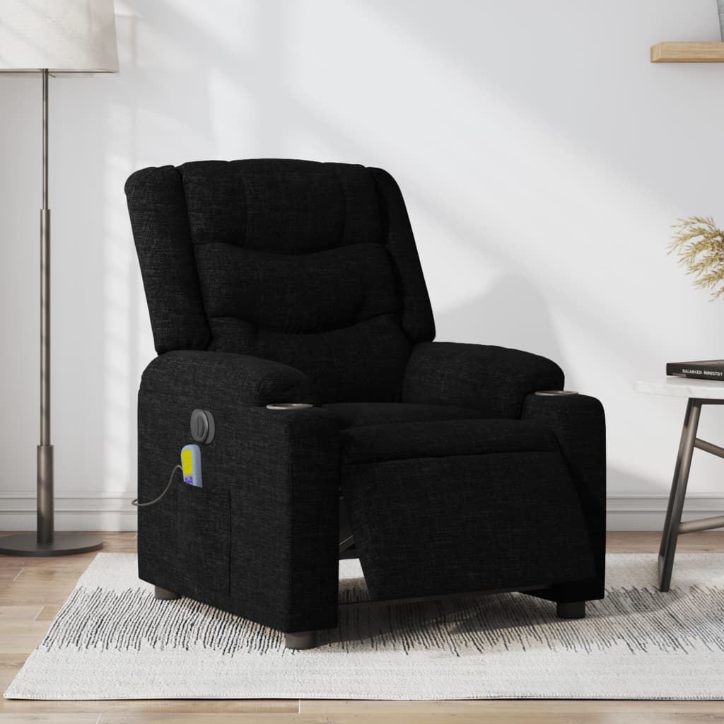 vidaXL Electric Massage Recliner Chair Black Fabric