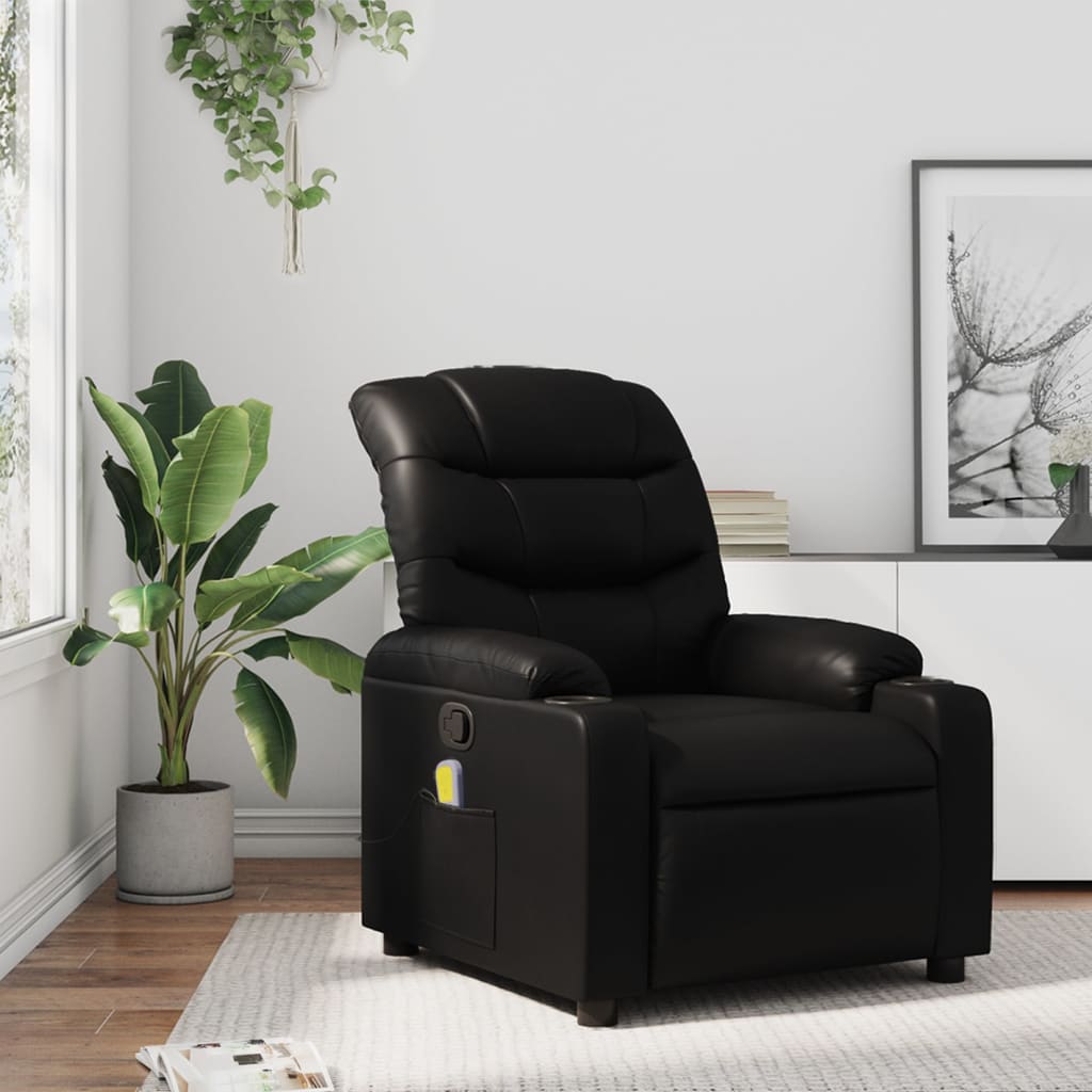 vidaXL Massage Recliner Chair Black Faux Leather