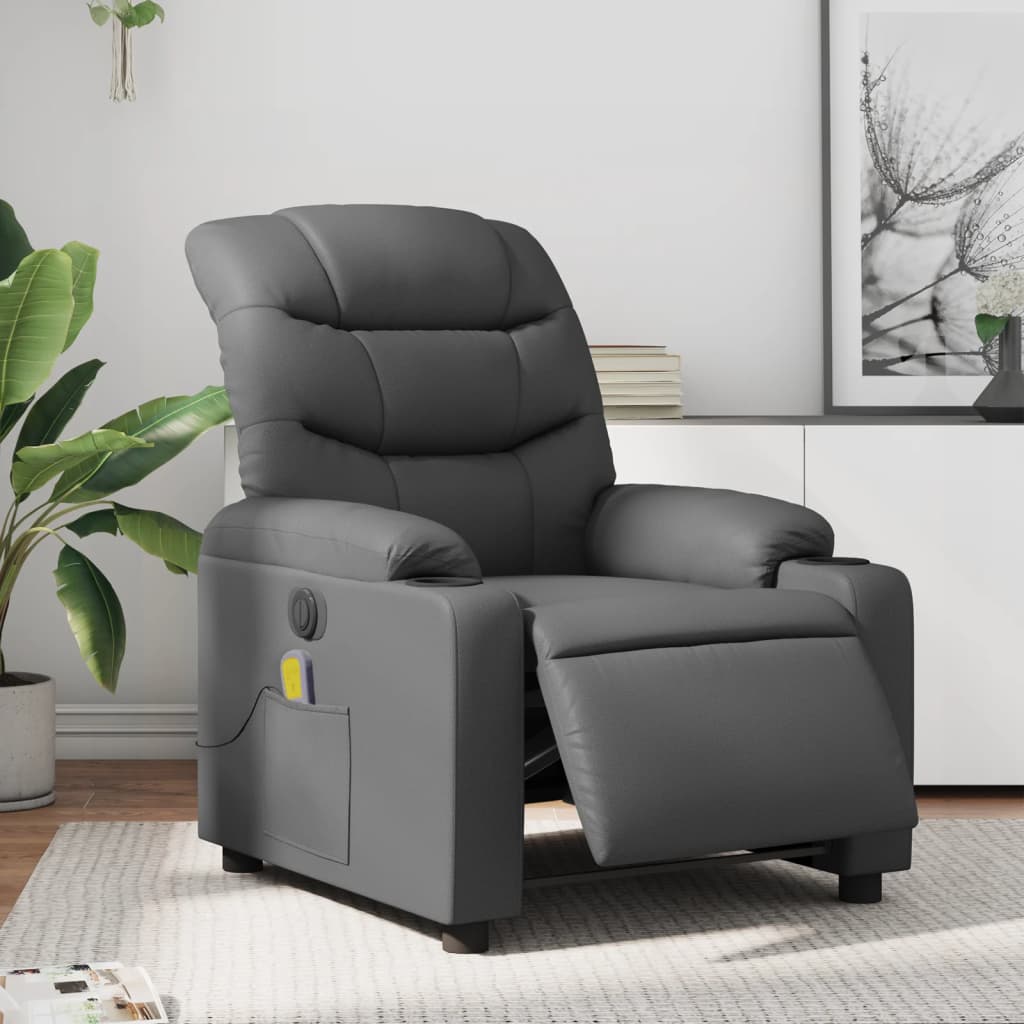 vidaXL Electric Massage Recliner Chair Gray Faux Leather