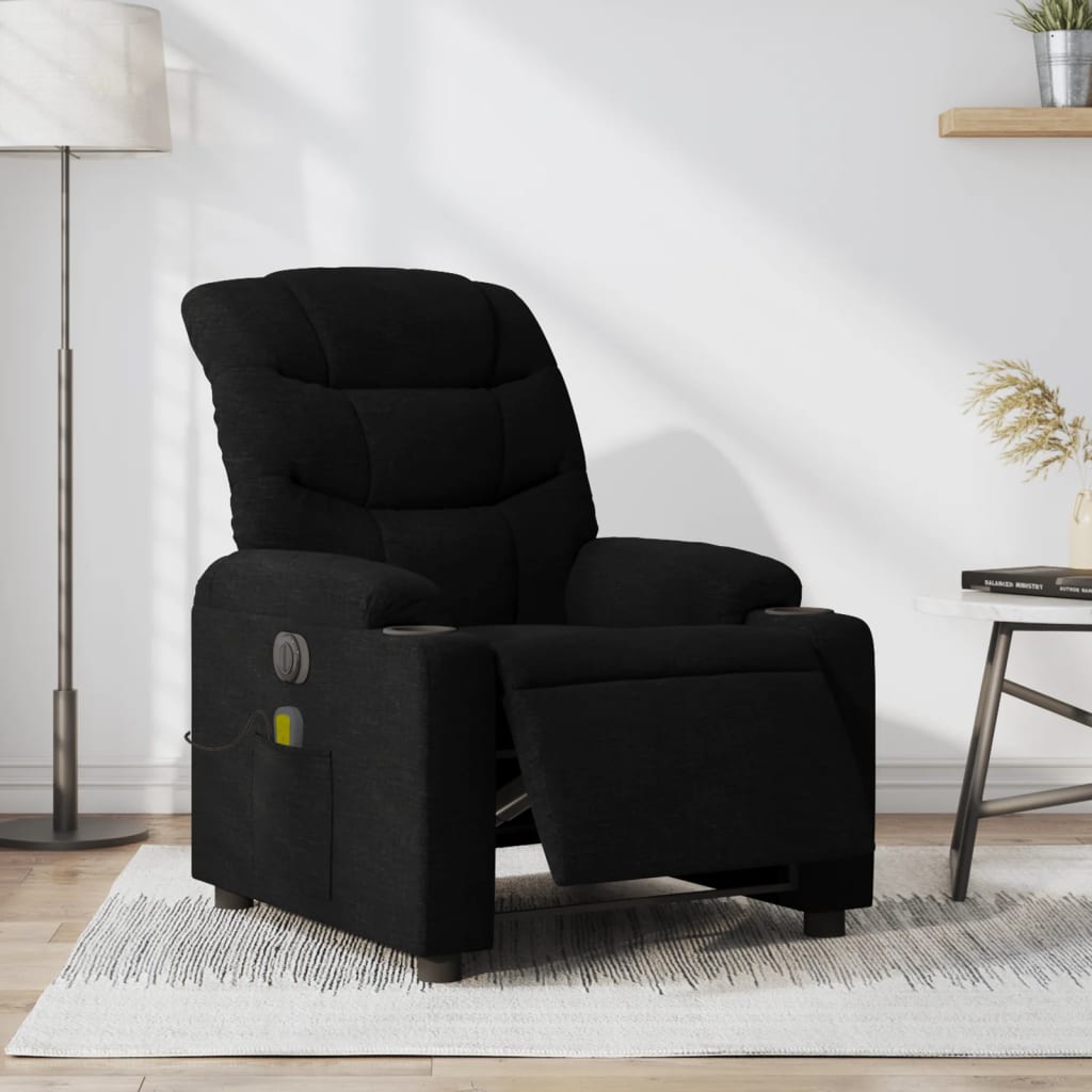 vidaXL Electric Massage Recliner Chair Black Fabric