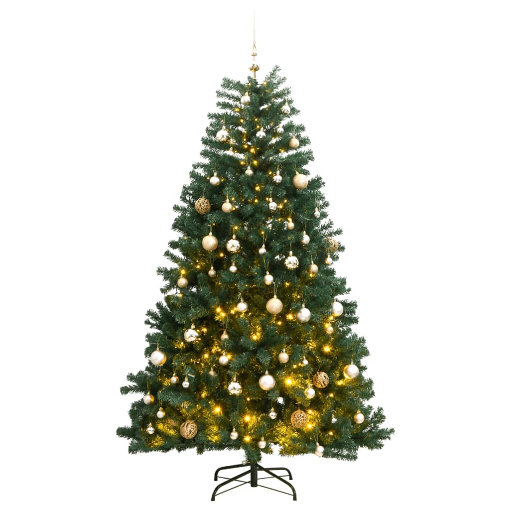 vidaXL Artificial Hinged Christmas Tree 300 LEDs & Ball Set 94.5"