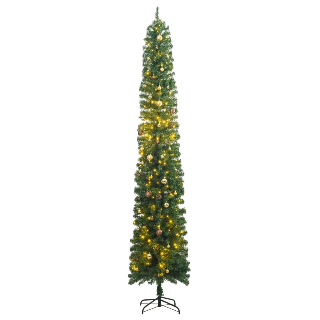 vidaXL Slim Christmas Tree 300 LEDs & Ball Set 118.1"