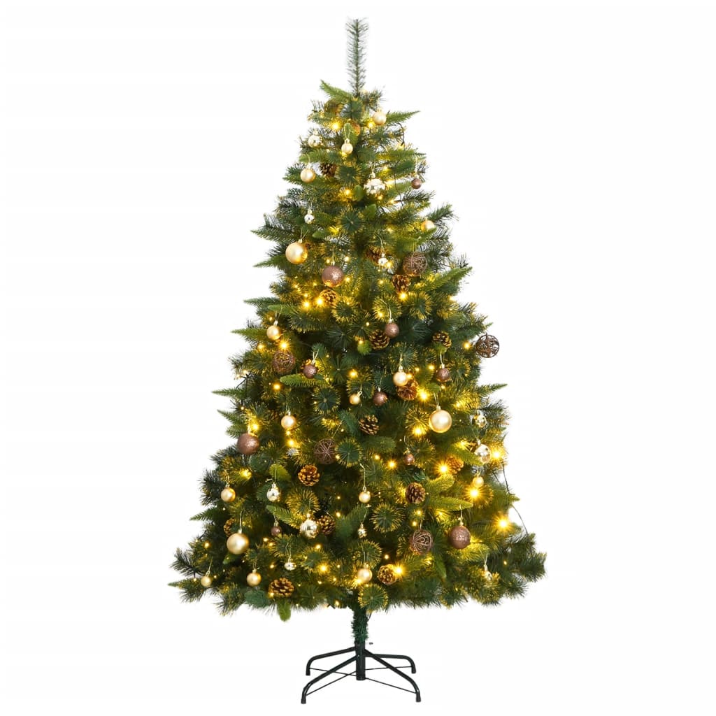 vidaXL Artificial Hinged Christmas Tree 300 LEDs & Ball Set 82.7"