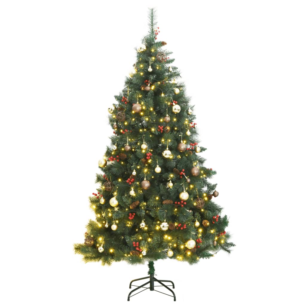 vidaXL Artificial Hinged Christmas Tree 300 LEDs & Ball Set 94.5"