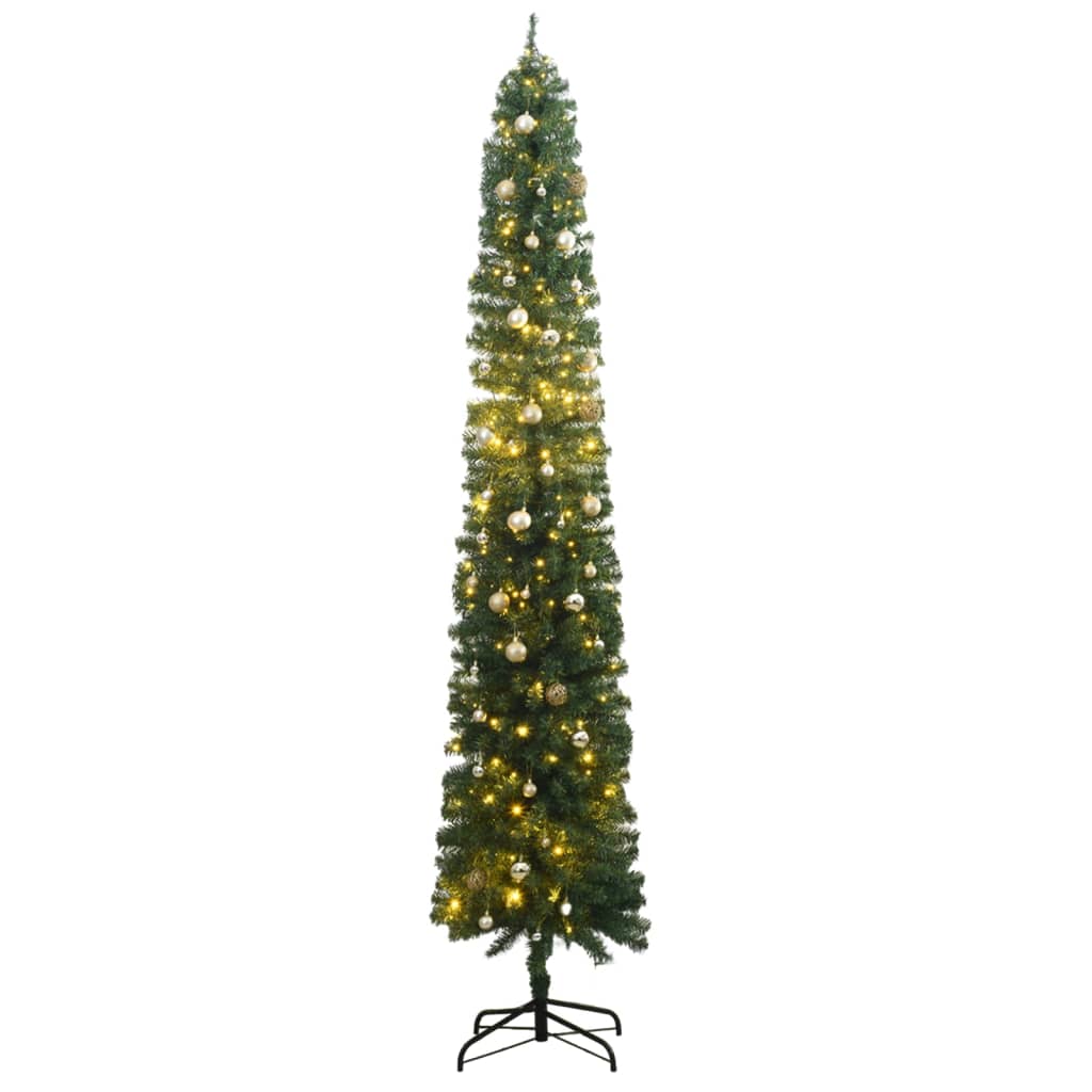 vidaXL Slim Christmas Tree 300 LEDs & Ball Set 106.3"