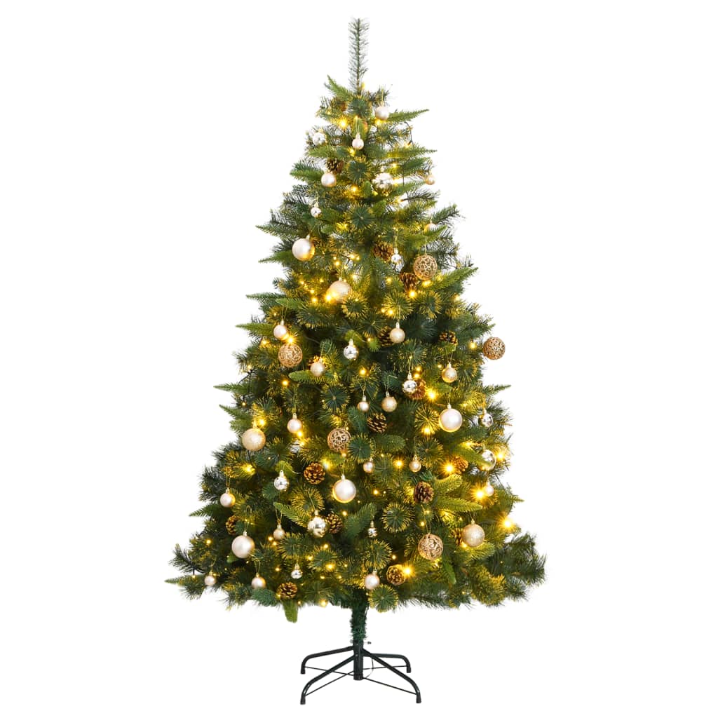 vidaXL Artificial Hinged Christmas Tree 300 LEDs & Ball Set 70.9"