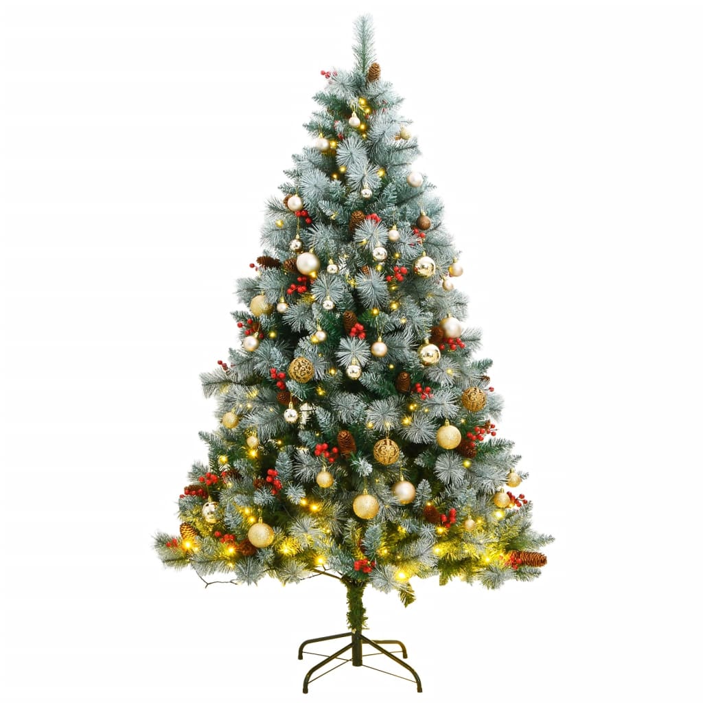 vidaXL Artificial Hinged Christmas Tree 300 LEDs & Ball Set 82.7"