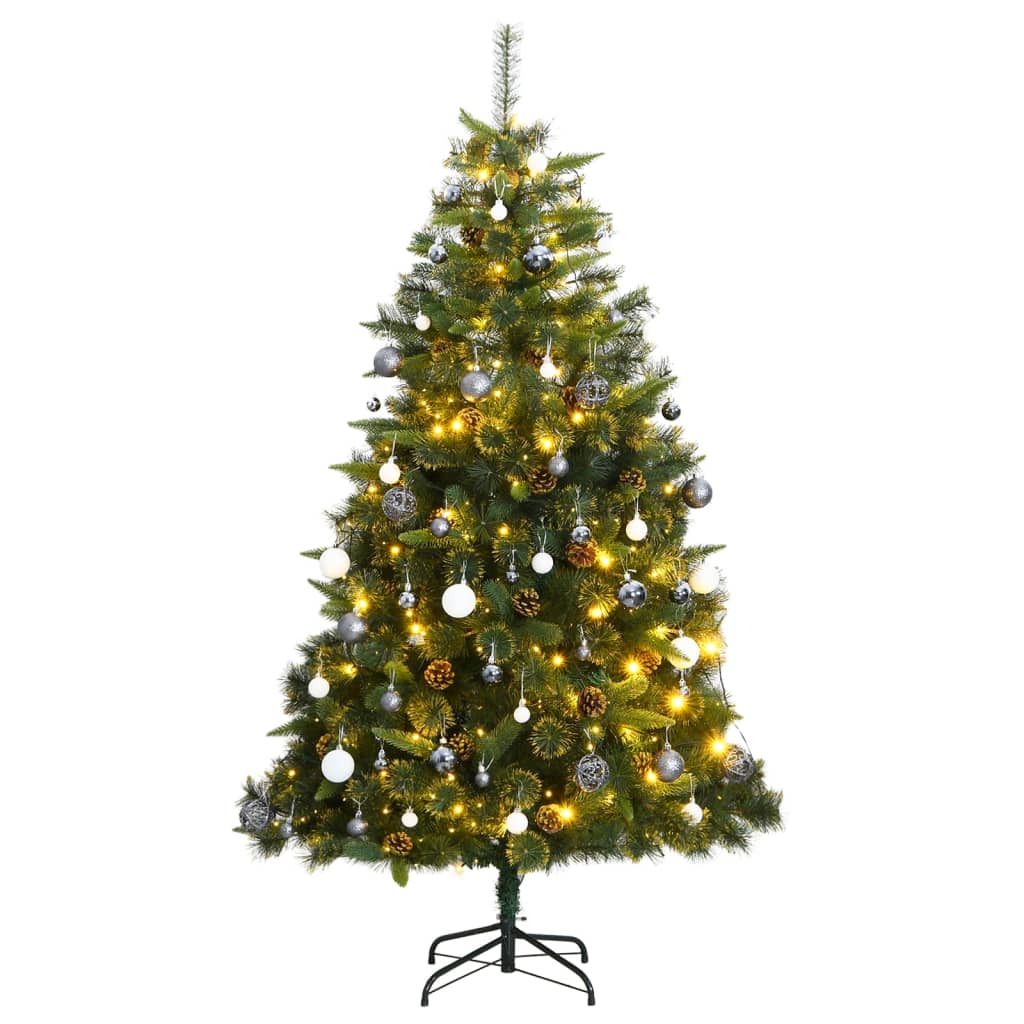 vidaXL Artificial Hinged Christmas Tree 300 LEDs & Ball Set 94.5"