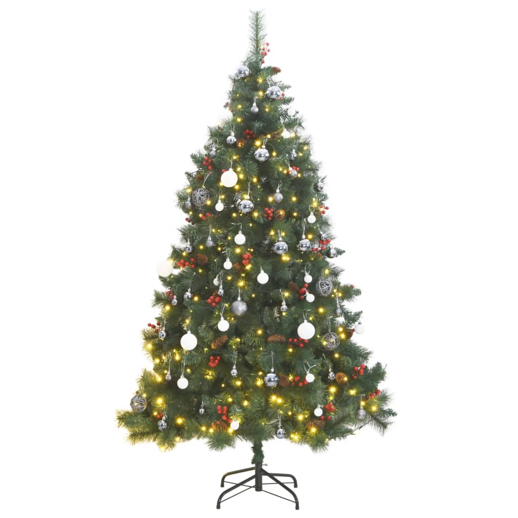 vidaXL Artificial Hinged Christmas Tree 300 LEDs & Ball Set 82.7"