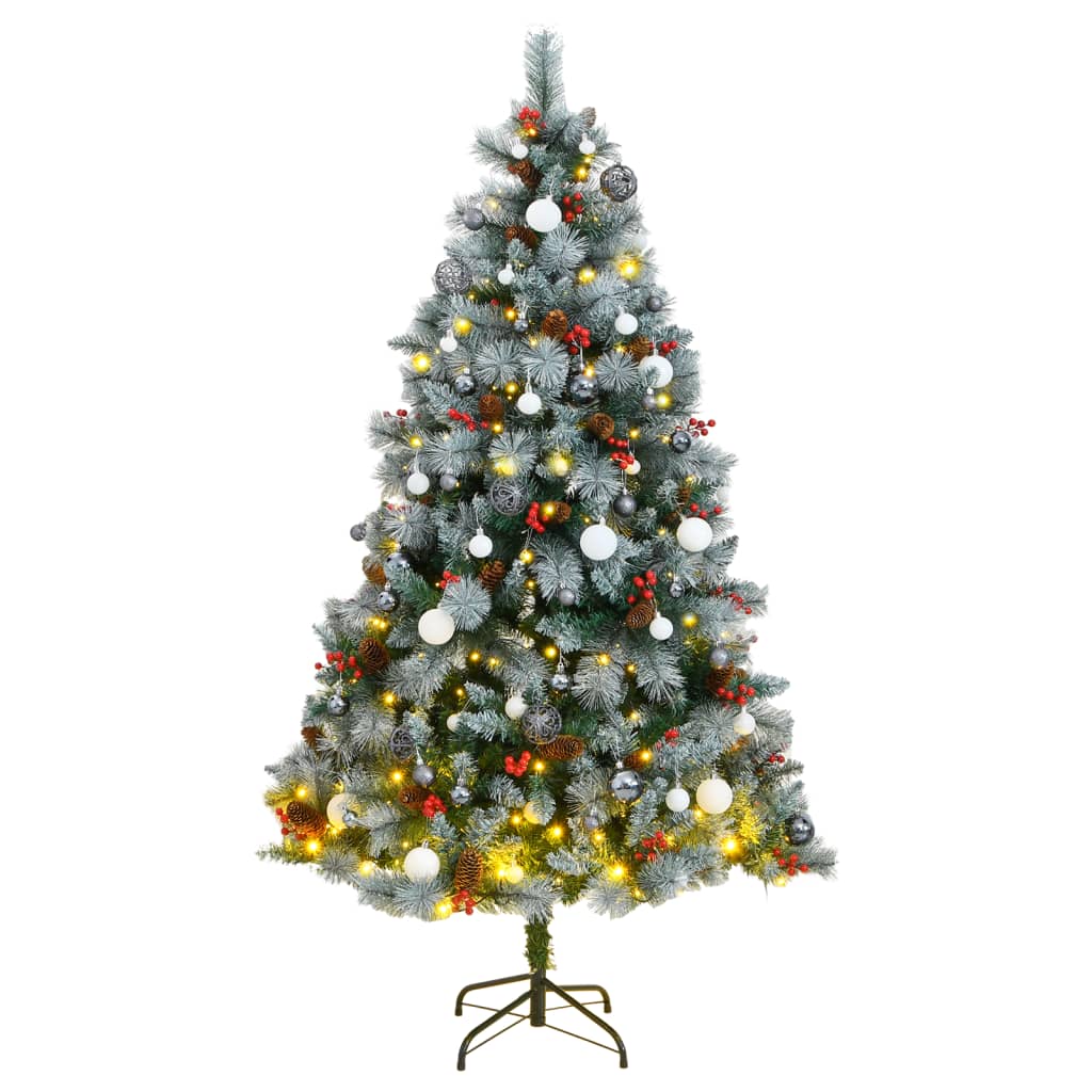 vidaXL Artificial Hinged Christmas Tree 300 LEDs & Ball Set 82.7"